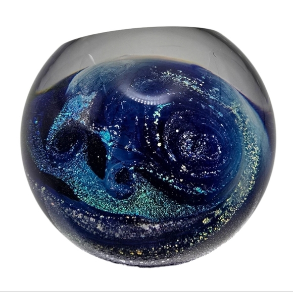 Glass Eye Studieo Blue Planet GES 13 Glass Paper Weight. - Picture 4 of 7